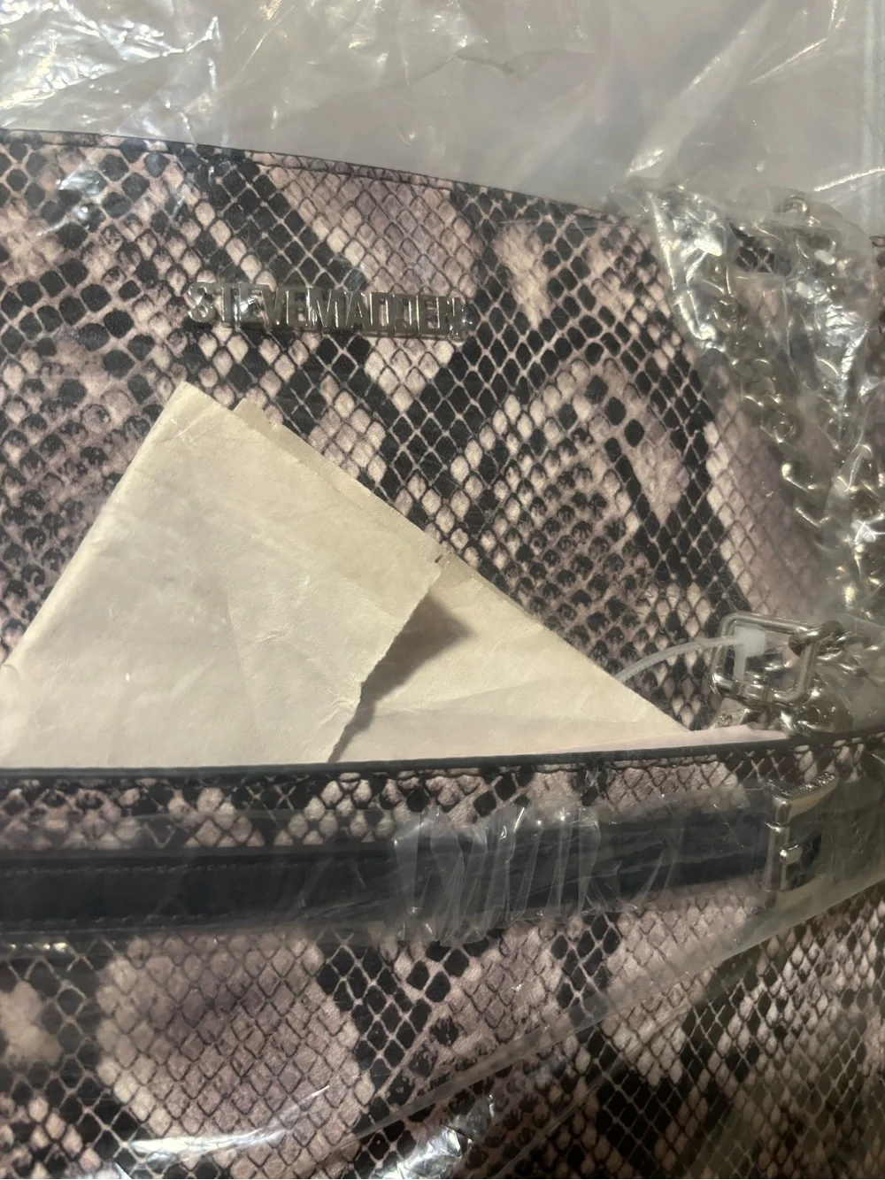 Steve Madden Snake-Print Tote with Black Pouch & Cardholder